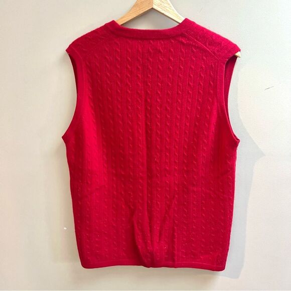 Lands' End Red V-Neck cashmere Sweater Vest M - Picture 3 of 6
